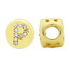 Brass Micro Pave Clear Cubic Zirconia Beads KK-T030-LA843-PX3-2