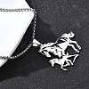 201 Stainless Steel Laser Cut Double Horse Pendant Box Chain Necklaces for Women Men LS-NJEW-E156-03P-3