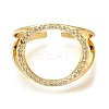 Rack Plating Brass Micro Pave Cubic Zirconia Open Cuff Rings for Women RJEW-M022-14G-2