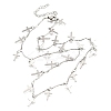 304 Stainless Steel Textured Link Bar Cross Charm Tassel Necklaces NJEW-R023-01P-4