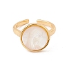 Shell Flat Round Open Cuff Ring RJEW-P030-03G-2