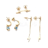 3 Pair 3 Style Enamel Evil Eye Dangle Stud Earrings EJEW-B020-16G-1