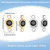 20Pcs 2 Colors 304 Stainless Steel Jet Rhinestone Links/Connectors STAS-BBC0009-18-2
