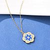 304 Stainless Steel Enamel Blue Evil Eye Flower Pendant Necklaces for Women NJEW-A064-02G-1