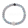 5Pcs Frosted Synthetic Round Moonstone Beads Stretch Bracelets for Men Women BJEW-JB11644-3