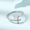 Adjustable Brass Micro Pave Cubic Zirconia Cuff Open Rings CU-CBABA66-05P-1