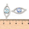 Brass Micro Pave Clear Cubic Zirconia Enamel Horse Eye Connector Charms KK-H534-02P-3