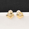 Brass Micro Pave Clear Cubic Zirconia Heart Stud Earrings EJEW-C158-12G-1