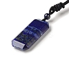 Natural Lapis Lazuli Rectangle Pendant Necklace with Nylon Cord for Women NJEW-C001-01B-01-2