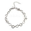 304 Stainless Steel Heart & Flat Round Link Bracelets for Men & Women BJEW-D042-24P-1