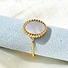 Oval 304 Stainless Steel White Shell Cuff Rings for Women RJEW-G346-07G-02-3