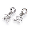Platinum Rack Plating Alloy Rhinestone European Dangle Charms PALLOY-T048-36P-R-2