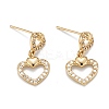 Heart Sparkling Cubic Zirconia Dangle Stud Earrings for Girl Women EJEW-H126-17G-1