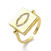 Brass Micro Pave Cubic Zirconia Cuff Rings RJEW-M170-23G-1