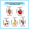 80Pcs 5 Style Fruit Alloy Enamel Pendants PALLOY-HY00076-2