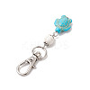 Tortoise & Round Synthetic Turquoise Pendant Decoration HJEW-JM02295-01-4