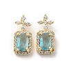 Brass Micro Pave Cubic Zirconia and Glass Pendants KK-H455-20G-1