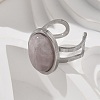 Oval Natural Rose Quartz Finger Rings RJEW-M062-02P-15-5