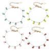 Floral Glass Seed Bead Charm Bracelets for Women BJEW-MZ00306-2