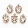 Brass Glass Rhinestone Pendants GLAA-S179-28-RS-1