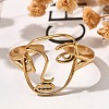 Hollow Human Face 304 Stainless Steel Open Cuff Rings for Women RJEW-M046-03G-4