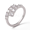 Clear Cubic Zirconia Open Cuff Ring RJEW-F124-04P-1