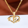 Brass Rose Flower Heart with Letter Pendant Cable Chain Necklaces FS-WG42461-02-1