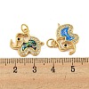 Elephant Brass Pendants Micro Pave Cubic Zirconia with Synthetic Opal KK-K356-04G-3