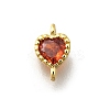 Heart Brass Cubic Zirconia Connector Charms KK-P295-34G-01-1