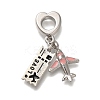 Rack Plating Alloy Pink & Black Enamel European Dangle Charms PALLOY-P307-23P-1