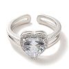Brass Micro Pave Cubic Zirconia Rings for Women RJEW-E295-16P-2