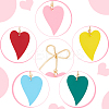 5 Pairs 5 Colors  Alloy Bowknot with Heart Dangle Stud Earrings EJEW-AN0003-59-3