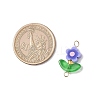 5Pcs 5 Colors Handmade Polymer Clay Flower Connector Charms with Glass Leaf PALLOY-MZ00803-01-2