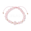 Natural Rose Quartz Beaded Braided Bead Bracelets for Women BJEW-JB12212-01-2