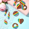 12Pcs 6 Styles Pride Rainbow Theme Resin & Walnut Wood Pendants WOOD-FS0001-32-8