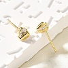 Heart Brass Micro Pave Clear Cubic Zirconia Stud Earrings EJEW-R018-07G-2
