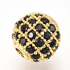 Brass Micro Pave Cubic Zirconia Beads ZIRC-Q013-10mm-143G-2