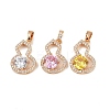 Brass Micro Pave Cubic Zirconia Pendants KK-E795-28KCG-01-1