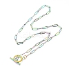 Unisex PVD Vacuum Plating 304 Stainless Steel Paperclip Chain Necklaces NJEW-H215-04MC-1