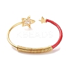Enamel Star with Evil Eye Open Cuff Bangle with Clear Cubic Zirconia BJEW-F449-01G-4