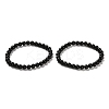 Natural Shungite Round Beaded Stretch Bracelets BJEW-NH0001-01B-1