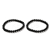 Natural Shungite Round Beaded Stretch Bracelets BJEW-NH0001-01B-1