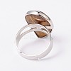 Adjustable Natural Tiger Eye & Platinum Brass Rings RJEW-N024-02B-2