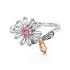 Daisy and Dragonfly Rotatable Open Ring for Women RJEW-M139-01P-1