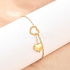 Heart 304 Stainless Steel Link & Charm Bracelets for Women BJEW-A146-02G-3
