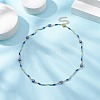 Brass Evil Eye & Glass Beaded Chain Necklace NJEW-JN04312-4