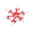 Glass Seed Beaded Snowflake Pendants PALLOY-MZ00890-03-3