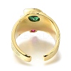 Rack Plating Brass Micro Pave Cubic Zirconia and Glass Open Cuff Rings for Women RJEW-M022-02G-3