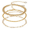 3Pcs 3 Styles Stainless Steel Chains Bracelets for Women BJEW-LP0001-21G-1