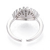 Brass Micro Pave Cubic Zirconia Adjustable Open Cuff Rings for Women RJEW-N051-03P-3